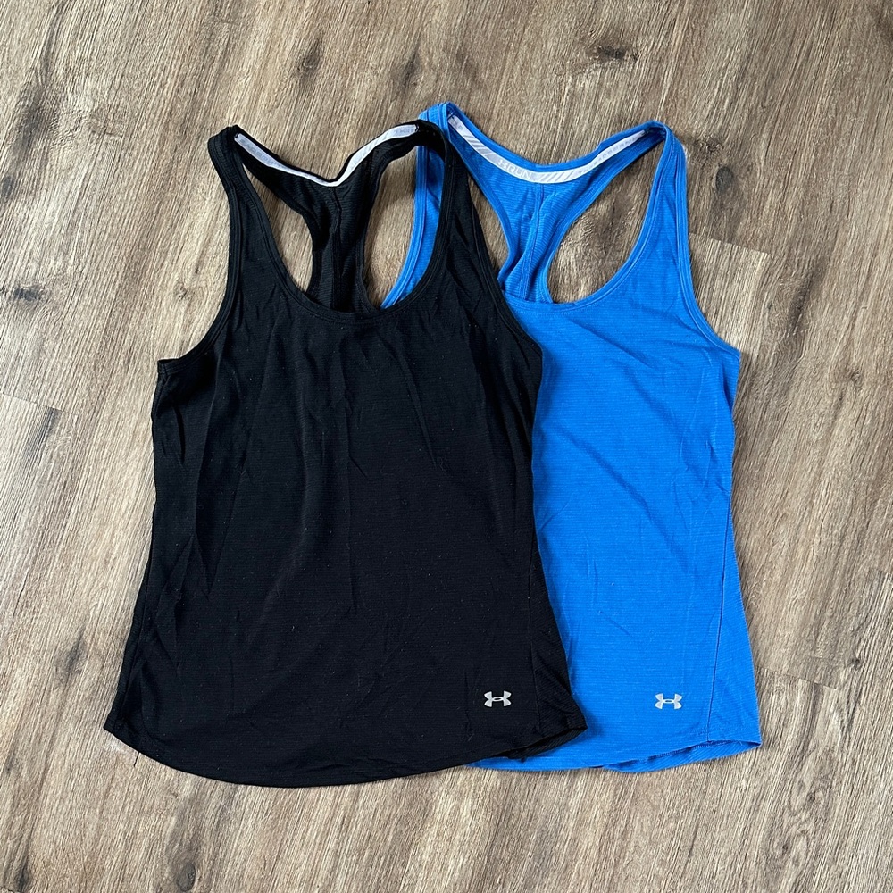Under Armour Women's Dual Pack Black and Blue Tank Tops